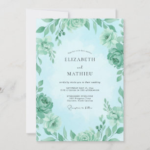 Invitación Boda Rosa Antigua Aqua Menta