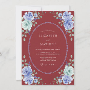 Invitación Boda Rosa Antigua Crimson Periwinkle