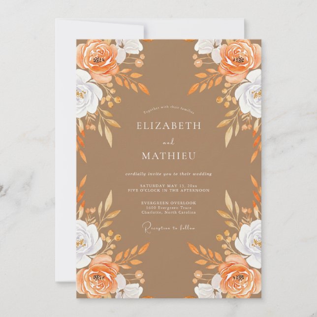 Invitación Boda Rosa Antiguo Terracota (Anverso)