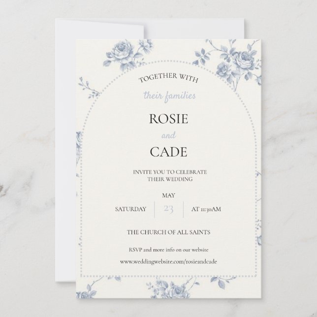 Invitación Boda Rosa Azul  (Anverso)