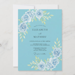 Invitación Boda Rosa Azul Celeste