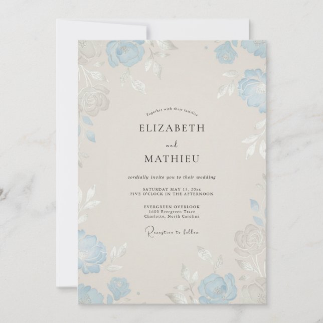 Invitación Boda Rosa Azul Hielo (Anverso)