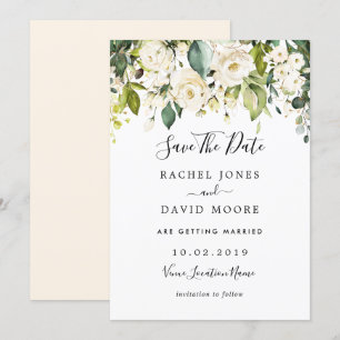 Invitación Boda Rosa Blanca Dorada Salva La Fecha