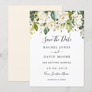 Invitación Boda Rosa Blanca Dorada Salvar La Fecha