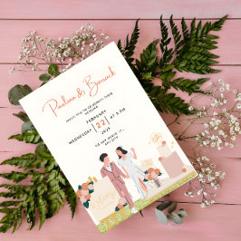 Invitación Boda rosa blanco-moderno personalizado