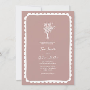 Invitación Boda rosa Bouquet Scalloped