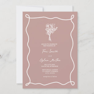 Invitación Boda rosa Bouquet Swirl
