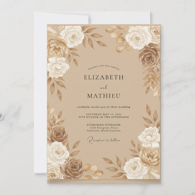 Invitación Boda Rosa Bronce Champagne (Anverso)