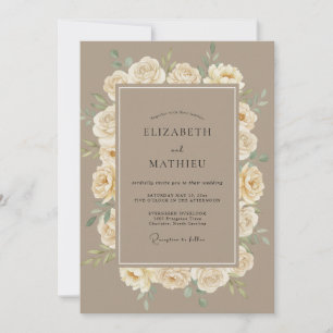 Invitación Boda Rosa Cálida Crema Beige