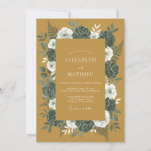 Invitación Boda Rosa Carbón Mostaza