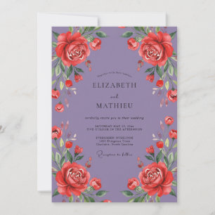 Invitación Boda Rosa Carmesí Lila
