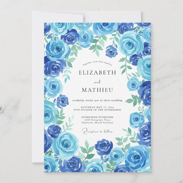 Invitación Boda Rosa Cerúlea Zafiro (Anverso)