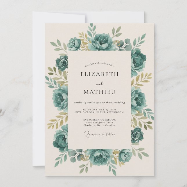 Invitación Boda Rosa Champagne Espuma de Mar (Anverso)