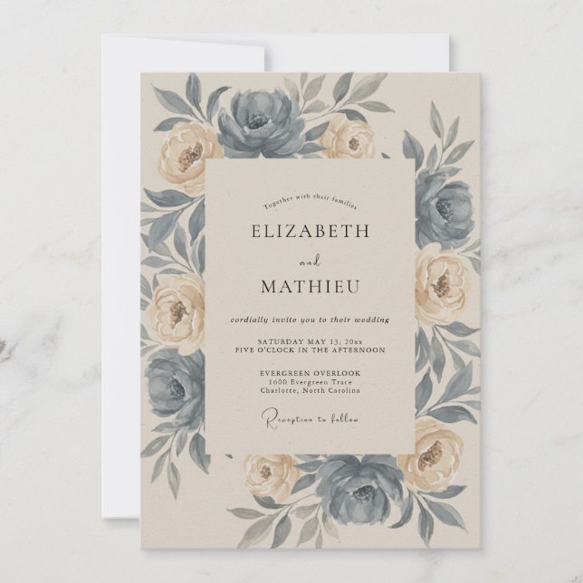 Invitación Boda Rosa Champagne Pizarra (Anverso)