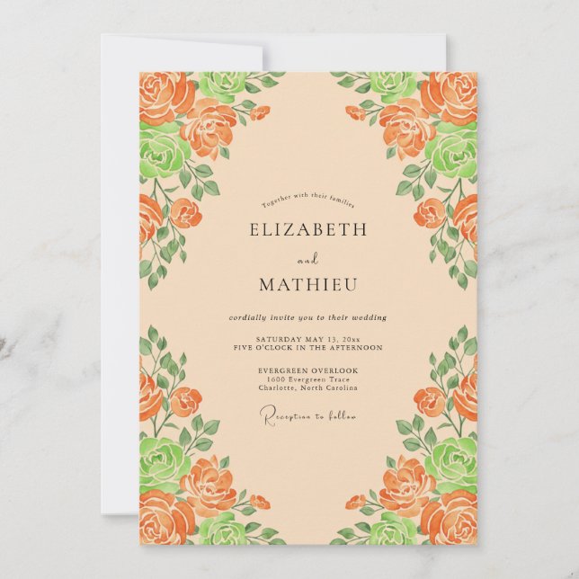 Invitación Boda Rosa Champán Albaricoque (Anverso)