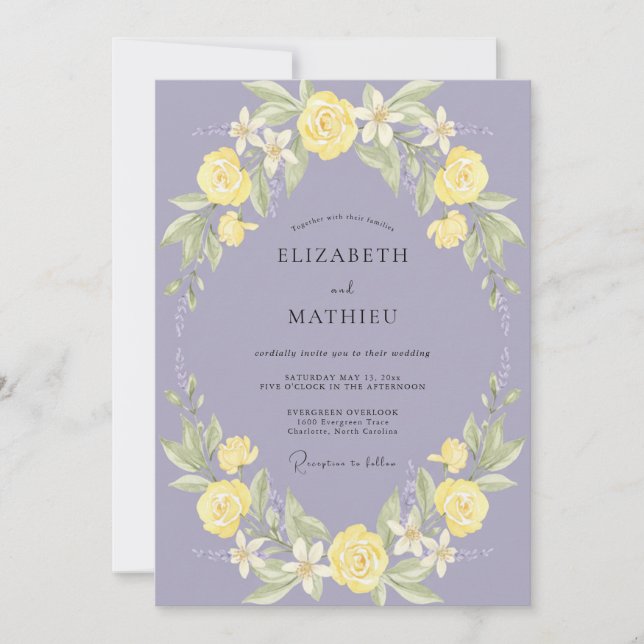Invitación Boda Rosa Citrino Periwinkle (Anverso)