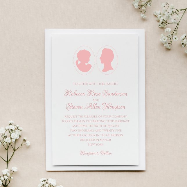 Invitación Boda rosa clásico de Regencia Cameo (Subido por el creador)