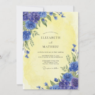 Invitación Boda Rosa Cobalto Amarillo