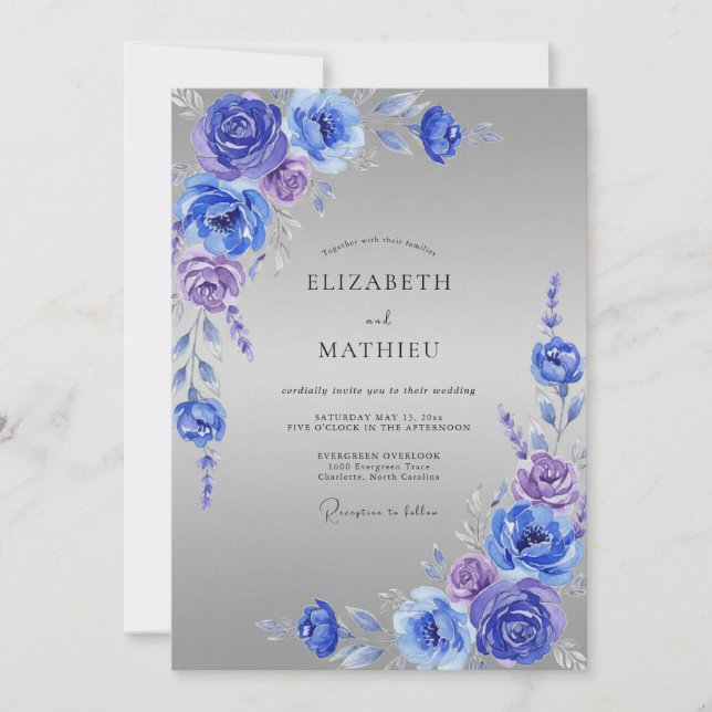 Invitación Boda Rosa Cobalto Periwinkle (Anverso)