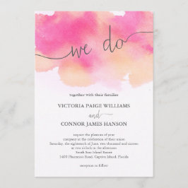Invitación Boda rosa color de agua bonito