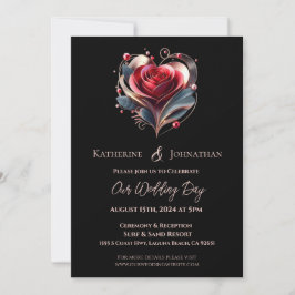Invitación Boda Rosa con forma de corazón moderno