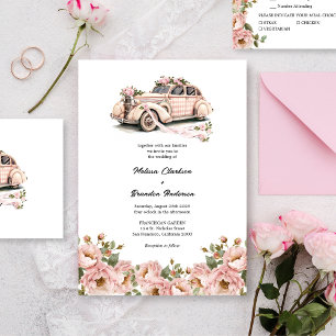 Invitación Boda rosa Coquette Floral Rubor