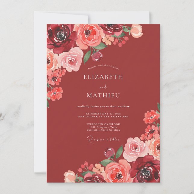 Invitación Boda Rosa Coral de Óxido (Anverso)