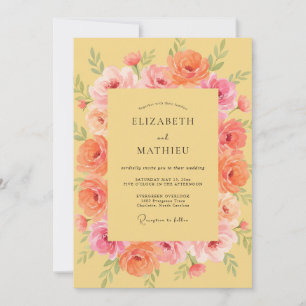 Invitación Boda Rosa Coral Dorado