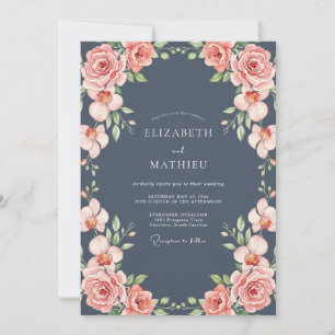 Invitación Boda Rosa Coral Pizarra