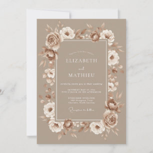 Invitación Boda Rosa Crema Beige