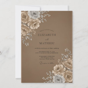 Invitación Boda Rosa Crema Mocha