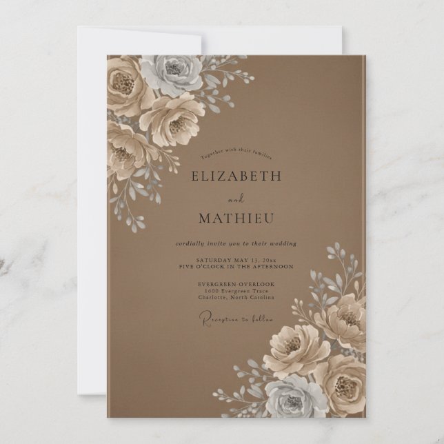 Invitación Boda Rosa Crema Mocha (Anverso)