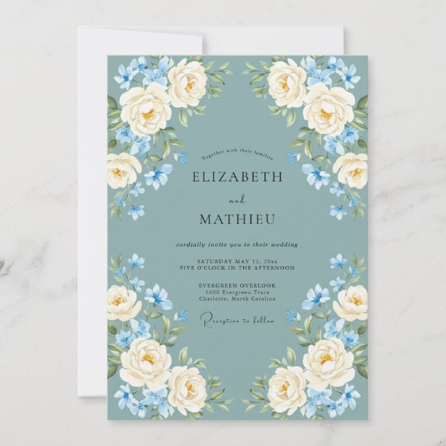 Invitación Boda Rosa Crema Pizarra (Anverso)