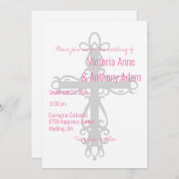 Boda Rosa Cristiano Elegante de Cruz Religiosa