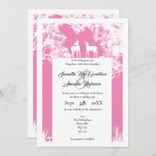 Invitación Boda rosa de cartón falso de Woodland