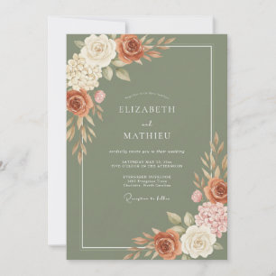 Invitación Boda Rosa de Cobre Musgo