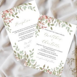 Invitación Boda rosa de color de agua de las flores de primav