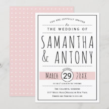 Boda rosa de color negro, blanco y negro moderno