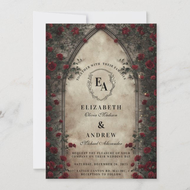Invitación Boda Rosa de Dark Archway (Anverso)
