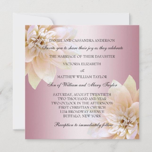 Invitación Boda rosa de flor de Lotus (Anverso)
