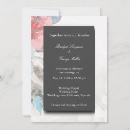 Invitación boda rosa de flor silvestre floral de onyx negra