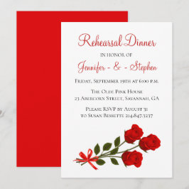 Invitación Boda Rosa de flores de ensayo rojo floral