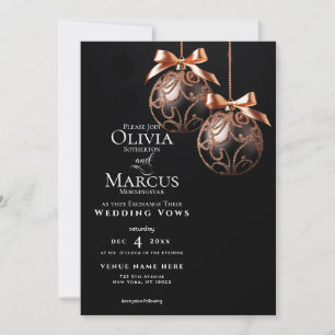 Invitación BODA   Rosa de invierno Oro Onyx Baubles