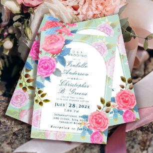 Invitación Boda Rosa de Jardín Romántico