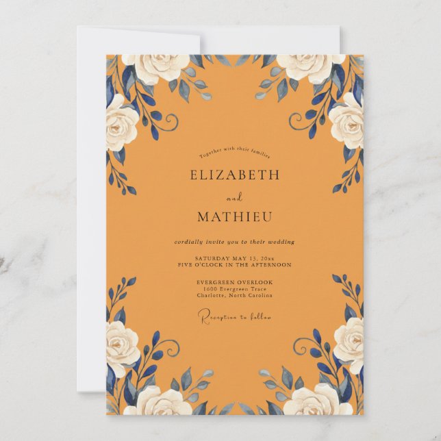 Invitación Boda Rosa de la Marina Dorada (Anverso)