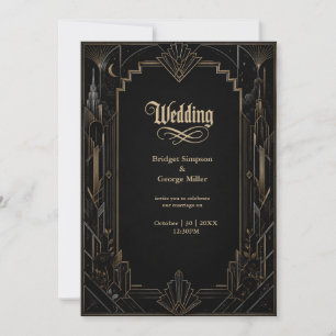 Invitación Boda Rosa de la Silueta Art Déco Gótica