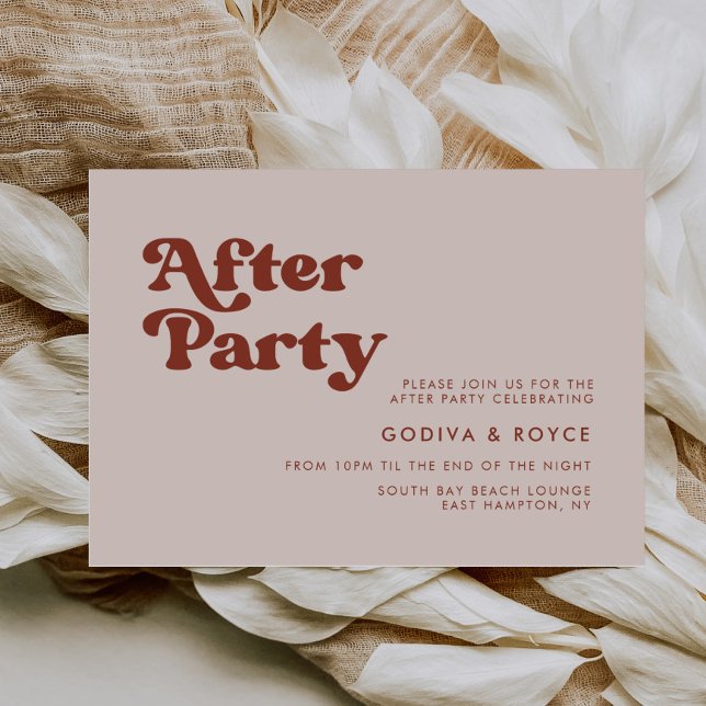 Invitación Boda rosa de melocotón retro de diseño después del (Subido por el creador)
