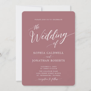 Invitación Boda Rosa de moda "All in One" caligraphy