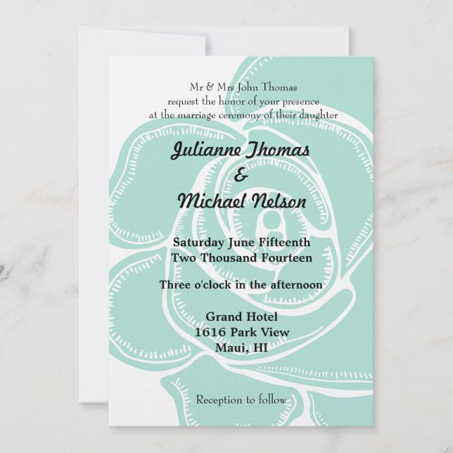 Invitación Boda Rosa de Moda romántica (Anverso)