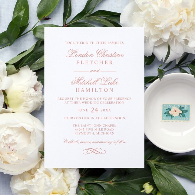 Invitación Boda Rosa de oro clásico elegante (Subido por el creador)